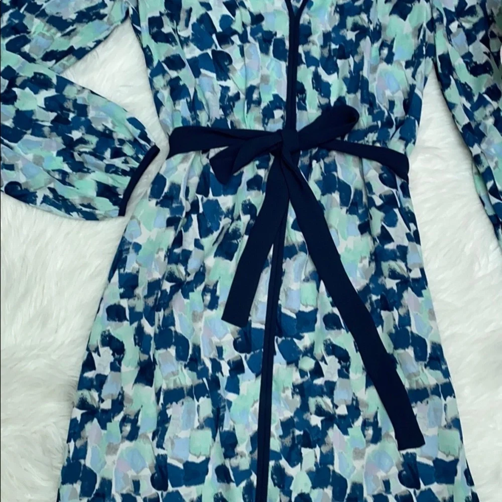BCBGMaxAzria Blue and White Long Sleeve Dress - Picture 3 of 7